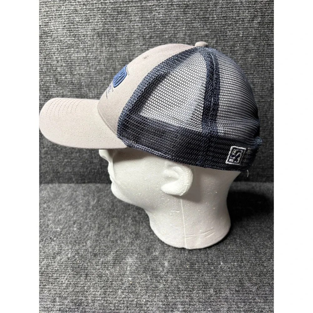 The Game Samford University Bulldogs Trucker Hat Khaki Navy Blue Snapback Cap